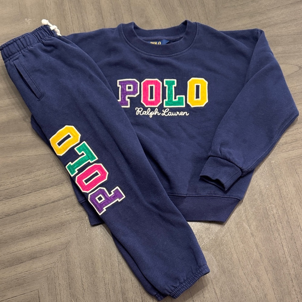 Polo by Ralph Lauren Navy Sweatpants with Multicolor POLO Patchwork